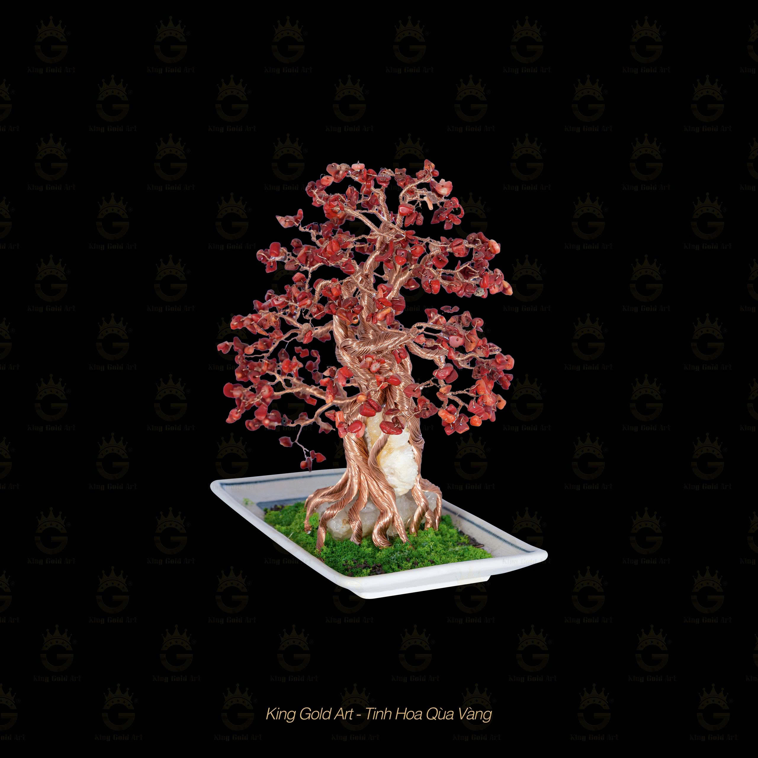 Bình bon sai thân đồng đỏ để bàn mẫu 1